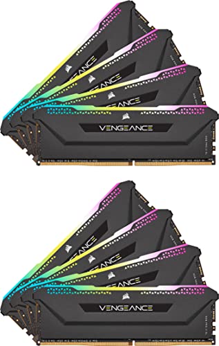 Corsair Vengeance RGB PRO SL 256GB (8x32GB) DDR4 3200 MHz C16 Arbeitsspeicher für PCs (10 individuell adressierbare RGB-LEDs, optimiert für Bandbreite und Reaktionszeiten) Schwarz von Corsair