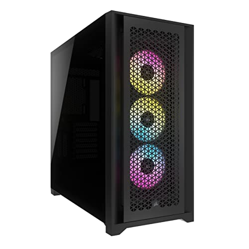 Corsair iCUE 5000D RGB Airflow Mid-Tower-Gehäuse, 3 × AF120 RGB Elite-Lüfter – iCUE Lighting Node PRO-Beleuchtungssteuerung – Konstruktion Mit Hohem Luftdurchsatz - Schwarz von Corsair