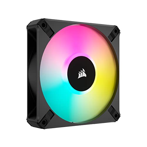 Corsair iCUE AF120 RGB ELITE 120mm PWM Dreifach-Lüfter-Kit - Acht RGB-LEDs Pro Lüfter - AirGuide-Technologie - Fluiddynamisches Lager - Inklusive iCUE Lighting Node CORE Controller - Schwarz von Corsair