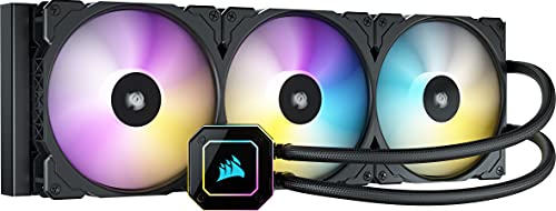 Corsair iCUE H170i ELITE CAPELLIX CPU-Flüssigkeitskühung (33 Ultrahellen CAPELLIX RGB-LEDs, 420-mm-Radiator, Drei CORSAIR ML 140-mm-RGB-PWM-Lüfter, Inklusive CORSAIR iCUE Commander CORE) Schwarz von Corsair