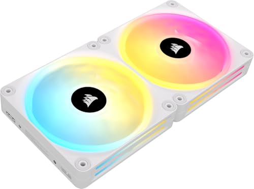 Corsair iCUE LINK QX140 RGB 140mm Magnetic Dome RGB Fans - Doppelter Lüfter-Starter-Kit mit iCUE LINK System-Hub - Weiß Corsair iCUE LINK QX140 RGB 140mm Magnetic Dome RGB Fans - Doppelter Lüfter-Starter-Kit mit iCUE LINK System-Hub - Weiß von Corsair