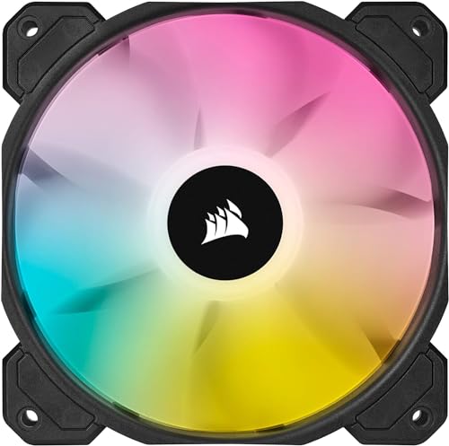 Corsair iCUE SP120 RGB ELITE 120-mm-PWM-Leistungslüfter für Desktop (CORSAIR AirGuide-Technologie, Acht programmierbare RGB-LEDs, 18 dBA Low Noise, PWM-Steuerung, 1.500 U/min), Schwarz von Corsair