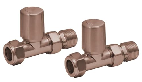 Handtuchhalterventile aus gebürsteter Bronze, gerade, Badheizung, Handtuchhalter, Zentralheizung, 1,27 cm (1/2 Zoll) BSP von Corso Bathrooms
