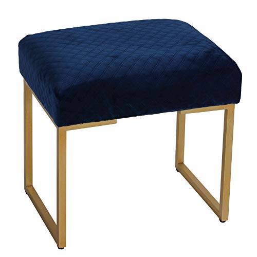 Cortesi Home Allium Ottomane mit goldfarbenen Beinen, 48,3 cm breit, Blauer Samt von Cortesi Home