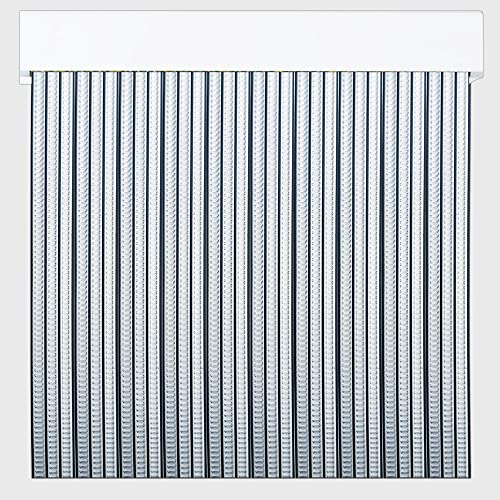 Türvorhang | Lamellenvorhang aus Kunststoff | Insektenschutz bei geöffneter Balkon-/Terrassentür | Transparent-Schwarz | 210 * 120 von Cortinas