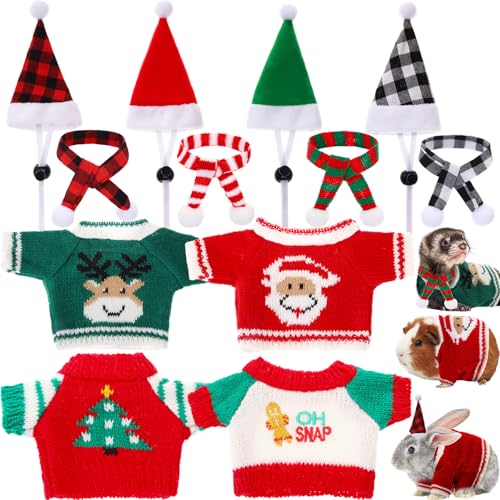 Cosblank 4 Paar Weihnachten Meerschweinchen Kostüm Nikolausmütze Kleintier Weihnachtskleidung mit Schal Warm Winter Weihnachtspullover für Frettchen Hamster Häschen Chinchilla Igel Kaninchen Cosblank 4 Paar Weihnachten Meerschweinchen Kostüm Nikolausmütze Kleintier Weihnachtskleidung mit Schal Warm Winter Weihnachtspullover für Frettchen Hamster Häschen Chinchilla Igel Kaninchen von Cosblank
