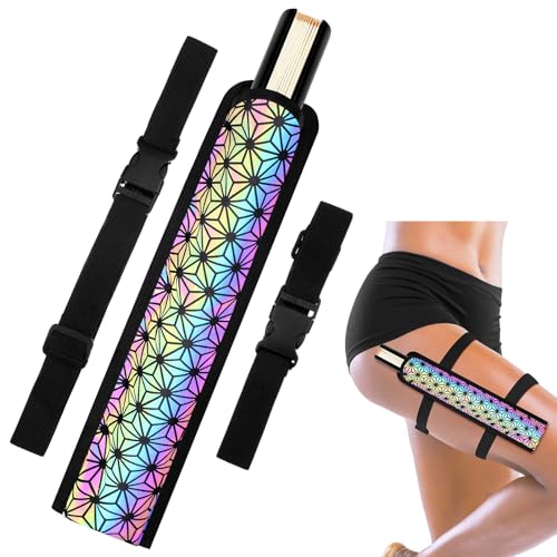 Cosblank Summer Rave Fan-Holster, Rave-Fan-Halter, faltbare Handtasche, faltbare Ärmel mit Hüftgurt für Oberschenkelparty (Blumenstil) von Cosblank