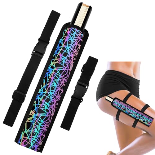 Cosblank Summer Rave Fan Holster Rave Fan Holder Folding Hand Pouch Foldable Sleeves with Waist Belt for Thigh Party (Grid Line Style) von Cosblank