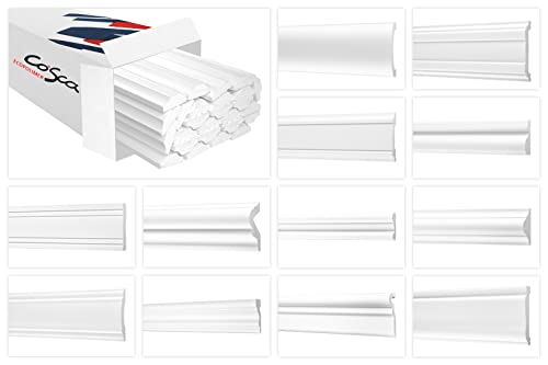 COSCA Wandleisten aus Ecopolymer - Stuckleisten hochdichtes Styropor, extrem widerstandsfähig - (CM33-2 Meter) Flachleisten Friesprofile Stuckprofile von Cosca