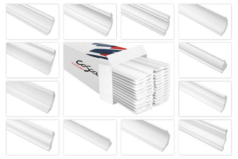 Cosca Deckenleiste CK29, 2 Meter, Deckenleisten Sparpaket aus Ecopolymer / HDPS - Stuckleisten weiß, leicht und schlagfest - 1 Stück / 2 Meter von Cosca