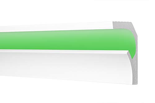 Cosca LED Stuckleisten aus Ecopolymer - Wand & Deckenleisten indirekte Beleuchtung, extrem resistent - (CK25-2 Meter) Zuhause Raum Zimmer Gestaltung von Cosca