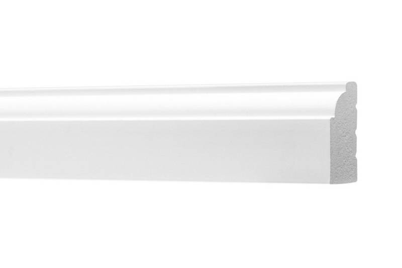Cosca Zierleiste CM4, 2 Meter / 1 Leiste, Wandleisten aus Ecopolymer - Stuckleisten hochdichtes Styropor, extrem widerstandsfähig - (2 Meter / 1 Leiste) Styropor Wandleiste Leisten Weiß Hart von Cosca
