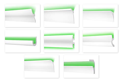 LED Stuckleisten aus Ecopolymer - Wand- & Deckenleisten, lichtundurchlässig, leicht und schlagfest - (CM10-55x25mm) Flachprofil Kunststoff Styropor von Cosca
