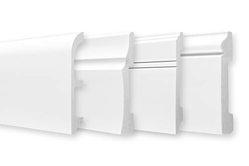 Sockelleisten aus Ecopolymer/HXPS - Fußleisten mit Kabelkanal weiß, leicht und schlagfest - (CP22-22x100mm) Laminat Leisten Styropor Kunststoff von Cosca