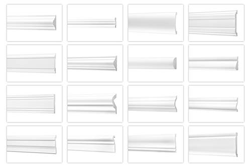 Wandleisten aus Ecopolymer/HDPS - Stuckleisten weiß, leicht und schlagfest - (CM16-19x64mm) Stuck Flachleisten Friesprofile Zierprofile Stuckprofile von Cosca