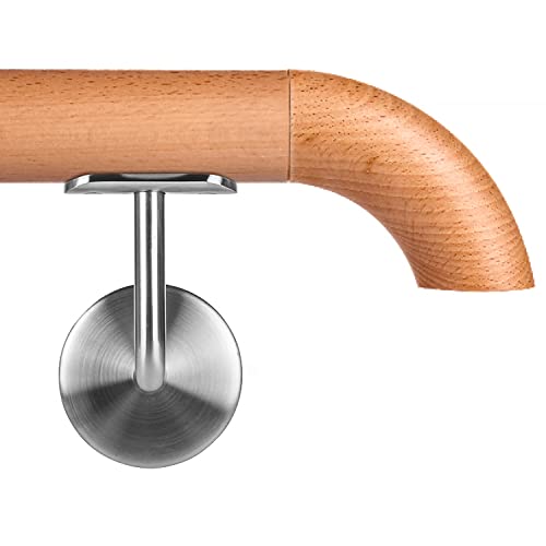 Buche leicht gedämpft Holzhandlauf Ø 42,4 mm Wandhandlauf Holz gebogen flach 340 cm 4 Halter von Cosch Edelstahl