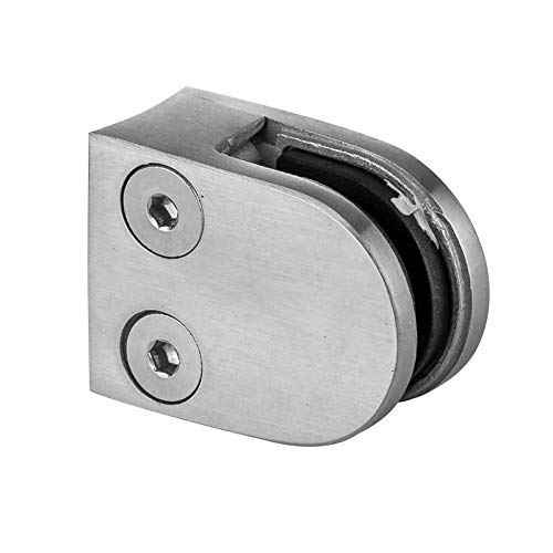 Cosch Edelstahl Glashalter Glasklemmhalter 36 x 29 mm halbrund - Modell 28 Edelstahl V2A (AISI 304) geschliffen K240 (gerader Rohranschluss für 8,00 mm Glasstärke) von Cosch Edelstahl