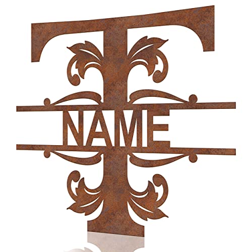 Cosch Edelstahl Personalisiertes Türschild mit Name aus Metall - Namensschild Haustür dekoratives Schild mit Namen für die Haustür - Ihr Monogramm mit 8 Buchstaben als Stahl Deko oder Rost Deko von Cosch Edelstahl