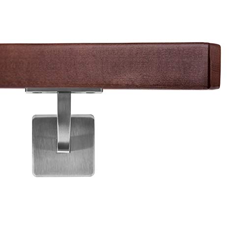 Handlauf Holzhandlauf VKT 42 x 42 mm Wandhandlauf Buche gebeitzt auf Wenge Halter eckig 160 cm 2 Halter von Cosch Edelstahl
