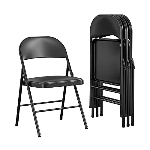 COSCO Vinyl Folding Chair, 4 Pack Klappmöbel, Stahl, schwarz von Cosco