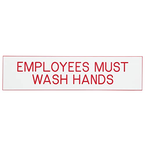 Cosco 098002 Schild mit Gravur "Employees Must Wash Hands", 5,1 x 20,3 cm, Weißes Schild mit rotem Text von Cosco