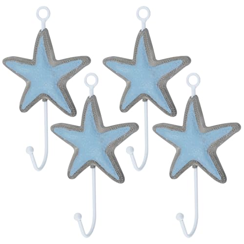 Coshar Küstenwandkunst, hellblaue Seesternform, dekorative Haken zum Aufhängen, Metall-Handtuchhaken für Mäntel, Taschen, Handtücher, 4 Stück Coshar Küstenwandkunst, hellblaue Seesternform, dekorative Haken zum Aufhängen, Metall-Handtuchhaken für Mäntel, Taschen, Handtücher, 4 Stück von Coshar