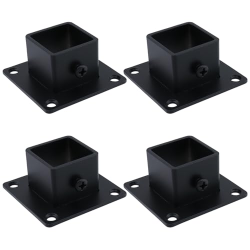 Coshar Quadratischer Pfostensockel, schwarz, Edelstahl, robuste Pfosten, Flanschsockel für Zaundecks, Geländer oder Deckmontage (2,5 x 2,5 cm), schwarz, 4 Stück von Coshar