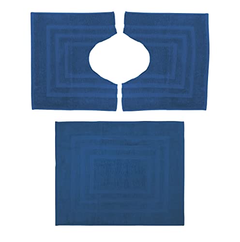 CosìCasa Badteppich-Set, saugfähig, 3 Stück, 100 % Baumwolle, Badteppich-Set, 3 Stück aus Frottee, ideal für Badezimmer, 3 Stück, modern und waschbar, Badezimmer-Set Bluejeans von CosìCasa