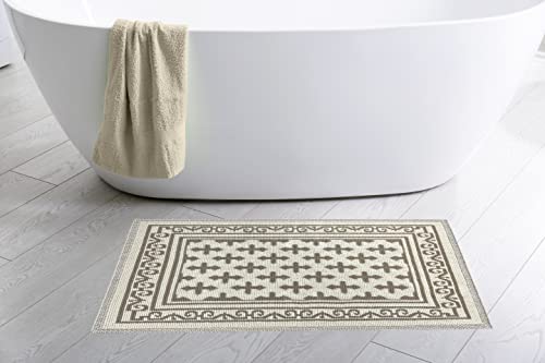 CosìCasa Badteppich rutschfest waschbar & weich - Ideal als Badematte, Badezimmerteppich oder Badvorleger - Bad Teppich 40x60 fürs Badezimmer - Badezimmermatte Muster - Creme und Beige von CosìCasa