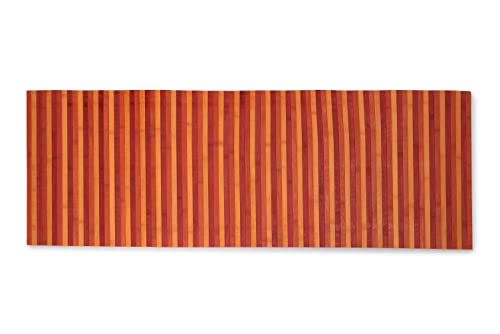 CosìCasa Bambusmatte – Vielseitiger Bambusteppich aus Bamboo als Badezimmer Matte, Badematte Holz oder Bad Läufer – die stilvolle Badematte Bambus als Bambus Deko (Rot - 50X400) von CosìCasa