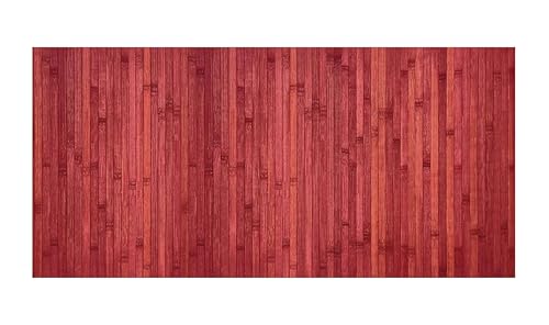 CosìCasa Bambusmatte Badematte Holz rutschfest | Nachhaltiger Bambusteppich, Küchenläufer, Duschvorleger | rutschfeste Badematte Bambus | Holzmatte für Bad & Küche (Washed-Look Rot, 50 x 140 cm) von CosìCasa