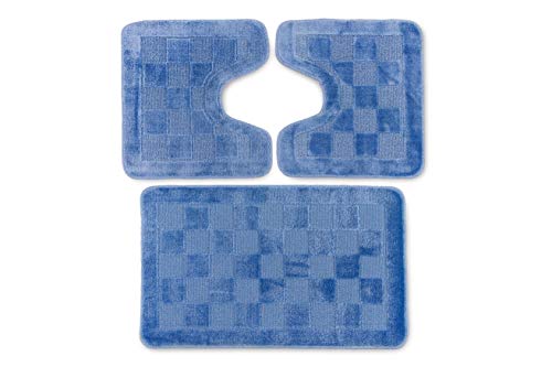 CosìCasa: Badezimmerteppich, 3-teilig, rutschfest, aus Mikrofaser, 50 x 80 cm + 45 x 50 cm (2 Stück), Badezimmer-Set, hellblau von CosìCasa