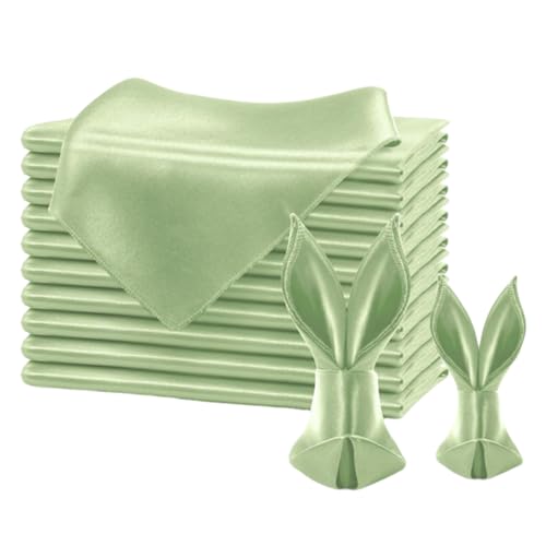 12 Stück Stoffservietten 43 X 43cm Servietten Stoff Satin Stoffservietten Weich Abendessen Cloth Servietten für Tischdekoration, Hochzeit, Abendessen (Grün) von Cosiesnest