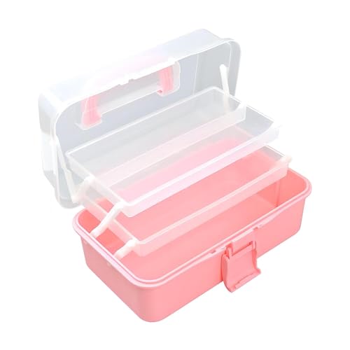 Cosiesnest 3 Regal Mehrzweck Aufbewahrungsbox Aufbewahrungsboxen aus Kunststoff mit Deckeln Organizer Box mit Fächern Sortierbox Bastelbox für Home Office Organisation (Rosa) von Cosiesnest