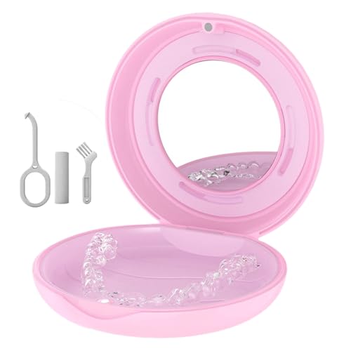 Prothesenbox, schmal, Invisalign-Etui, atmungsaktiver Gurt mit Spiegel und Silikon-Pad, mit Bürste, zylindrischen Ausrichtungen, Kauspielzeug und Entfernungswerkzeug, Rosa Prothesenbox, schmal, Invisalign-Etui, atmungsaktiver Gurt mit Spiegel und Silikon-Pad, mit Bürste, zylindrischen Ausrichtungen, Kauspielzeug und Entfernungswerkzeug, Rosa von Cosiesnest