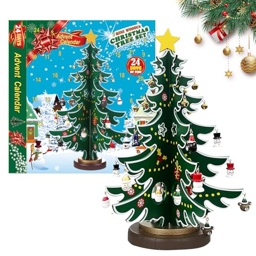 Weihnachts Adventskalender, Holz Weihnachtsbaum Set, 24 Tage Countdown Kalender mit 24PCS Miniatur-Weihnachtsornamenten für Mädchen Jungen DIY Geschenke Weihnachtsbaum Tischdekoration Weihnachts Adventskalender, Holz Weihnachtsbaum Set, 24 Tage Countdown Kalender mit 24PCS Miniatur-Weihnachtsornamenten für Mädchen Jungen DIY Geschenke Weihnachtsbaum Tischdekoration von Cosiesnest