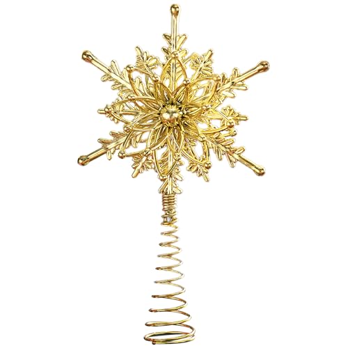 Weihnachtsbaum Topper Dekoration - Schneeflocke Christbaumspitze, Gold Stern Baumspitze für Weihnachtsfeier Home Decor (Gold B) von Cosiesnest