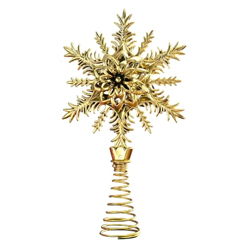 Weihnachtsbaum Topper Dekoration - Schneeflocke Christbaumspitze, Gold Stern Baumspitze für Weihnachtsfeier Home Decor (Gold C) von Cosiesnest