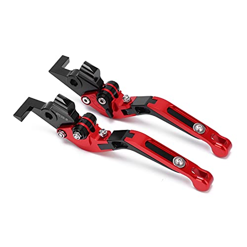 Cosiki Dirt Bike Bremshebel, Fahrradbremshebel CNC Aluminiumlegierung Ersatzmotorrad Einstellbarer Bremskupplungskupplungsmotorradbremshebel für TMAX 530 2012–2019 (Rot) von Cosiki