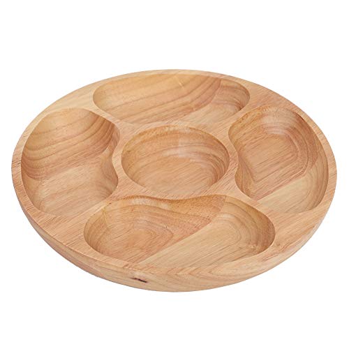 Cosiki Geteilte Servierschale, Gemüseplatte mit 5 Fächern Food -Tabletts Round -Tably Chip und Tauchplatte Vorspeiseplatte für Partybuffet Montessori (25CM) von Cosiki