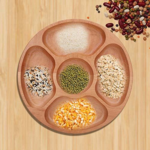 Cosiki Geteilte Servierschale, Gemüseplatte mit 5 Fächern Food -Tabletts Round -Tably Chip und Tauchplatte Vorspeiseplatte für Partybuffet Montessori (30cm) von Cosiki
