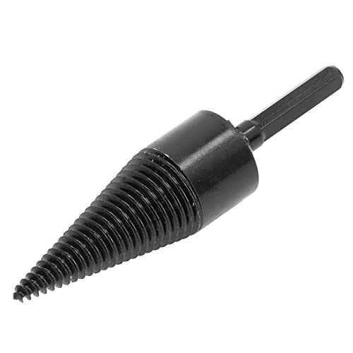 Cosiki Holzsplitter -Bohrer, Bohrholz Splitter Bit Holz Block Splitter Brennholz Bohrer Bit Holz Log Drill Kohlenstoffstahlkegel Hex Shank Bohrwerkzeug Schwarz Schwarz (32 mm) von Cosiki