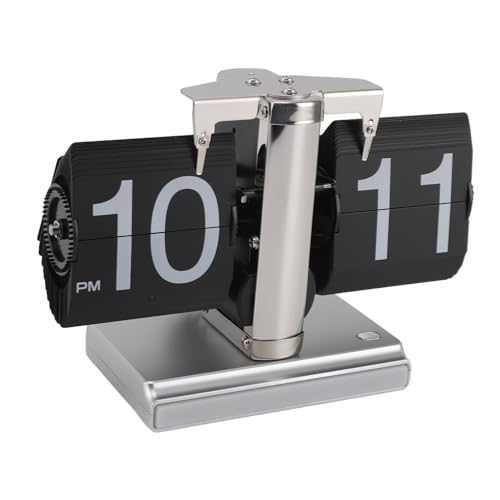 Cosiki Mechanische Flip-Tischuhr, Dekorative PVC-Karten, Batteriebetrieben, Retro-Digital-Flip-Uhr für das Büro (Black #13) von Cosiki