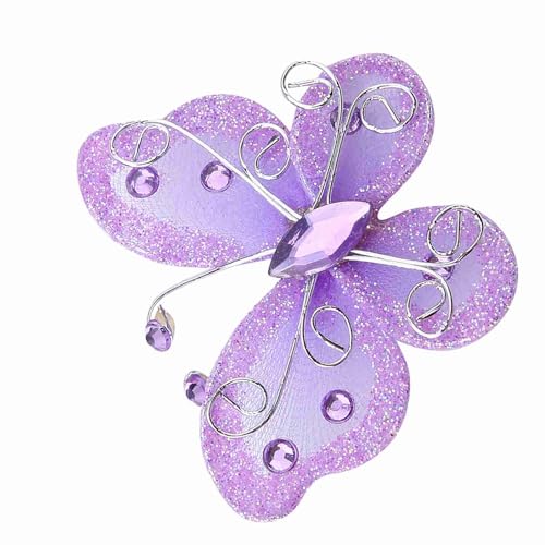 Cosiki Mesh Sheer, Sheer Mesh Gitter Schmetterlinge Hochzeitsfeier Kleidungsdekoration 24 Pcs Draht Glitter Schmetterling Organza Schmetterlinge DIY Supplies (Purple) von Cosiki