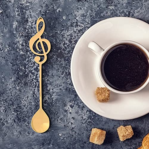 Cosiki Musiklöffel, Kaffeelöffel Kaffee Rührlöffel Tee Rührer Edelstahl Dessertlöffel Rührende Löffel für Kaffee Tee Dessert Drink (GOLD) von Cosiki