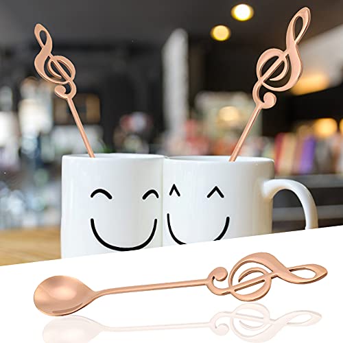 Cosiki Musiklöffel, Kaffeelöffel Kaffee Rührlöffel Tee Rührer Edelstahl Dessertlöffel Rührende Löffel für Kaffee Tee Dessert Drink (Roségold) von Cosiki