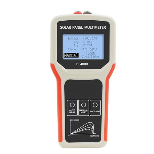 Cosiki Solar Panel Tester, Multimeter mit MPPT Tester LCD Digital Display Backlight Screen Handheld Tragbares Photovoltaik -Netzteil Multimeter Solar -Leistungsmesser für PV (EL400B) von Cosiki