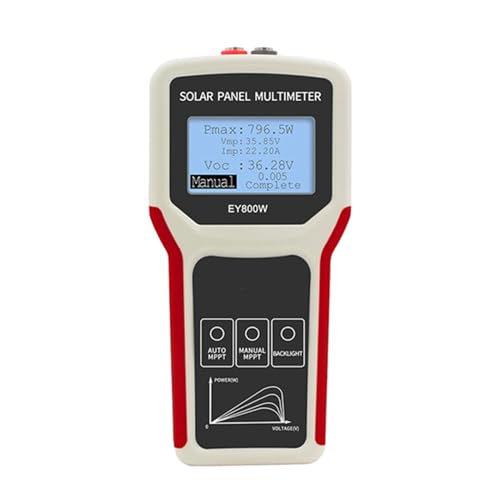 Cosiki Solar Panel Tester, Multimeter mit MPPT Tester LCD Digital Display Backlight Screen Handheld Tragbares Photovoltaik -Netzteil Multimeter Solar -Leistungsmesser für PV (EY800W) von Cosiki