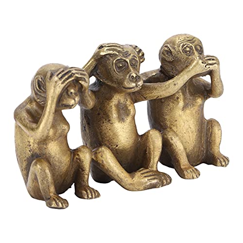 AFFE Deko, Messing Affen Bilder DREI Affen Hören Keine Böse AFFE Ornamente Affen Deko Bronze Figur für Home Office Dekorationen von Cosiki