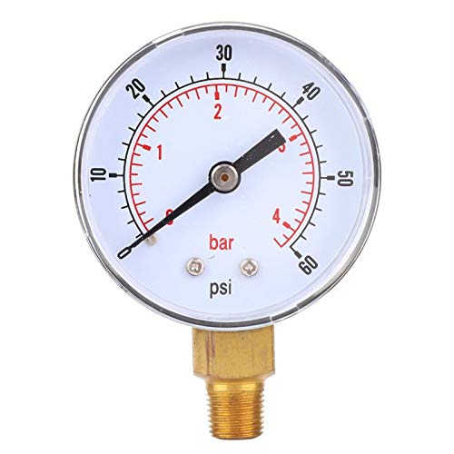 Öldruckmanometer, Manometer, Manometer 1/8 BSPT unten für Luft, Wasser, Öl, Gas (0-60psi 0-4bar), Hydraulikmanometer Druckanzeige Meter von Cosiki